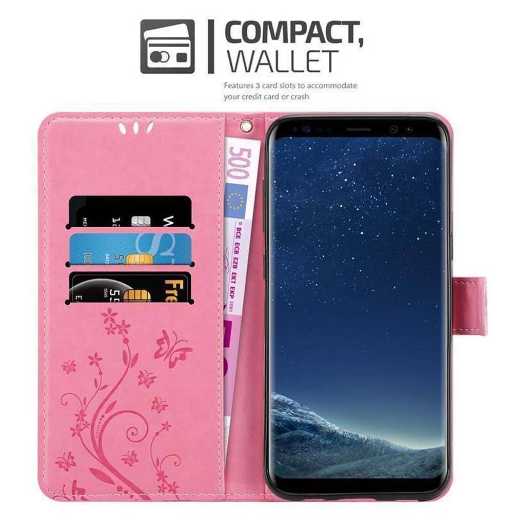 Cadorabo Hülle für Samsung Galaxy S8 Schutz Hülle in Rosa Schutzhülle Handy Hülle Etui Case Blumen Flower-2