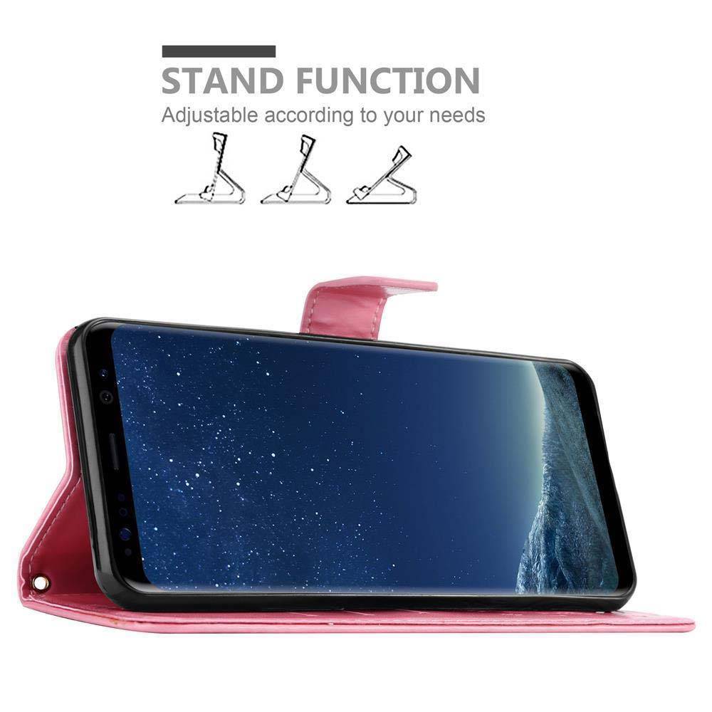 Cadorabo Hülle für Samsung Galaxy S8 Schutz Hülle in Rosa Schutzhülle Handy Hülle Etui Case Blumen Flower-3