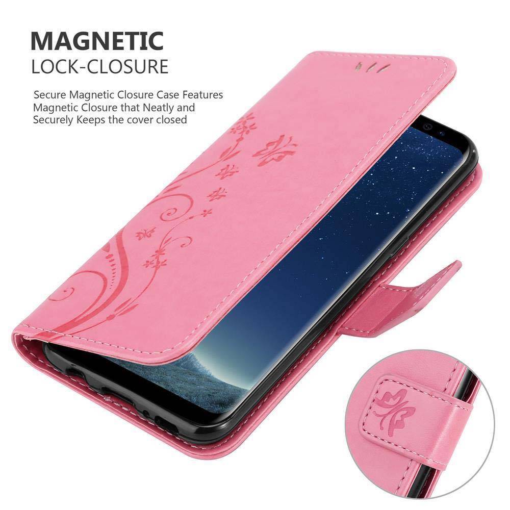 Cadorabo Hülle für Samsung Galaxy S8 Schutz Hülle in Rosa Schutzhülle Handy Hülle Etui Case Blumen Flower-4