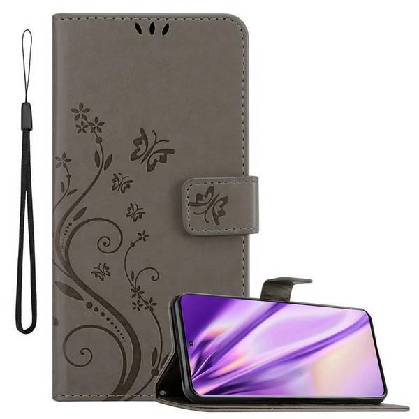 Cadorabo Hülle für Samsung Galaxy S20 Schutz Hülle in Grau Schutzhülle Handy Hülle Etui Case Blumen Flower