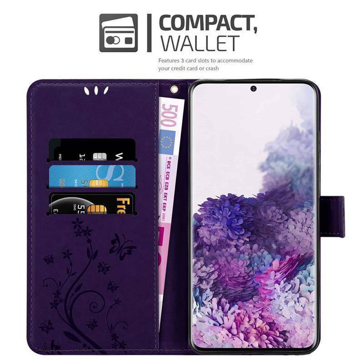 Cadorabo Hülle für Samsung Galaxy S20 Schutz Hülle in Lila Schutzhülle Handy Hülle Etui Case Blumen Flower-1