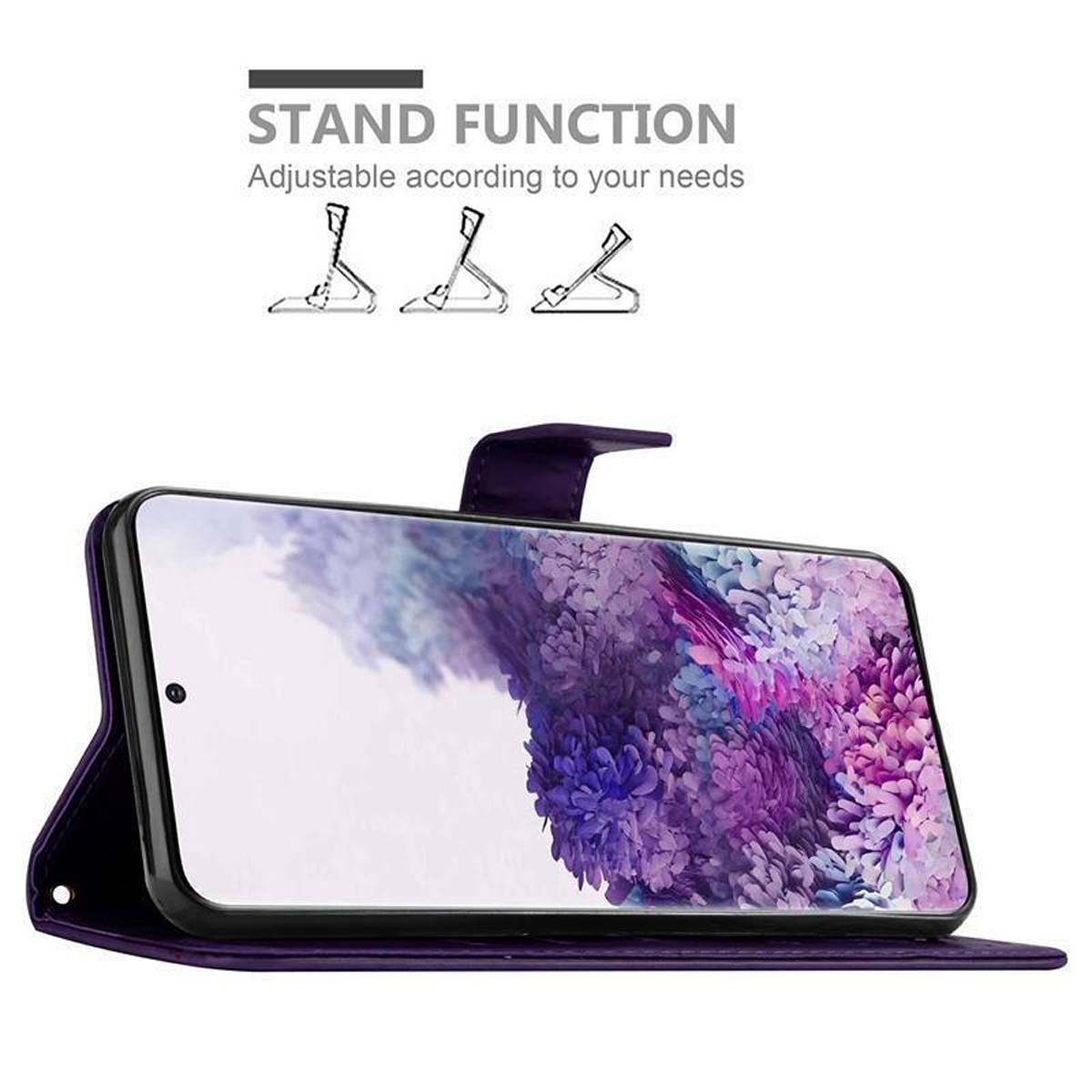 Cadorabo Hülle für Samsung Galaxy S20 Schutz Hülle in Lila Schutzhülle Handy Hülle Etui Case Blumen Flower-2