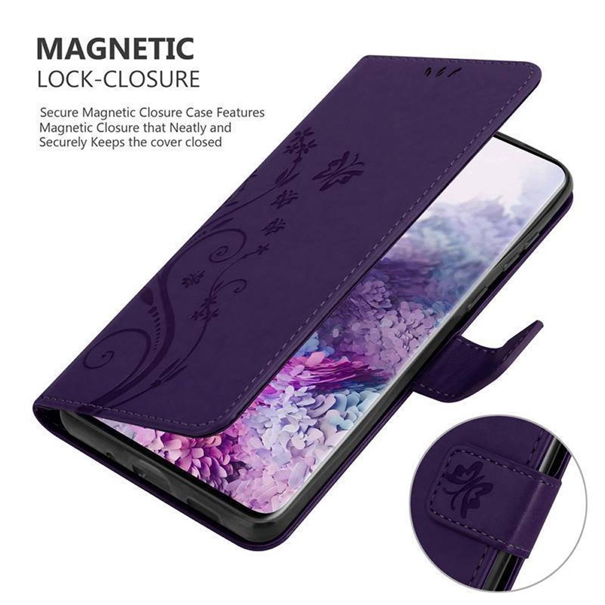 Cadorabo Hülle für Samsung Galaxy S20 Schutz Hülle in Lila Schutzhülle Handy Hülle Etui Case Blumen Flower-3