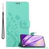 Cadorabo Hülle für Samsung Galaxy S20 Schutz Hülle in Türkis Schutzhülle Handy Hülle Etui Case Blumen Flower