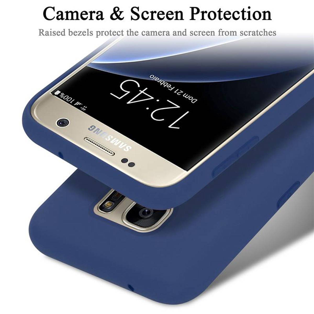 Cadorabo Schutzhülle für Samsung Galaxy S7 Hülle in Blau Handyhülle Case Cover TPU Etui-4