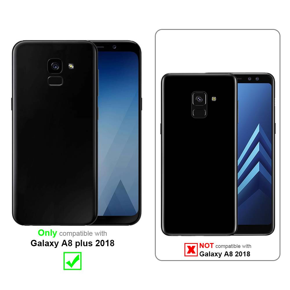 Cadorabo Handytasche mit Gürtelclip kompatibel mit Samsung Galaxy A8 PLUS 2018 Hülle in Schwarz - Schutzhülle mit-1