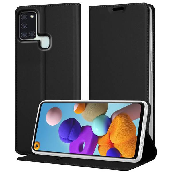 Cadorabo Handyhülle für Samsung Galaxy A21s Schutz Hülle in Schwarz Cover Etui Book Case Booklet