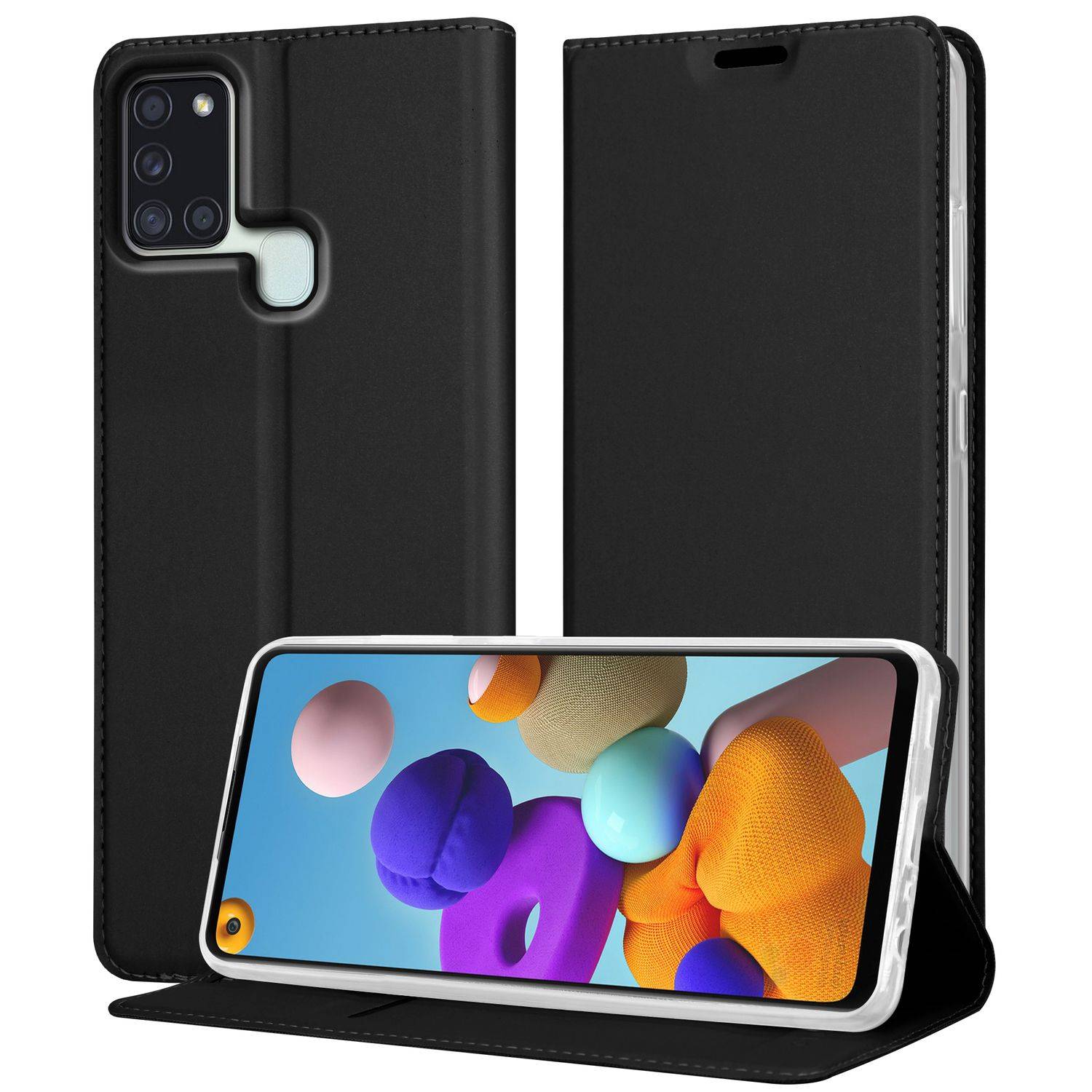 Cadorabo Handyhülle für Samsung Galaxy A21s Schutz Hülle in Schwarz Cover Etui Book Case Booklet-0