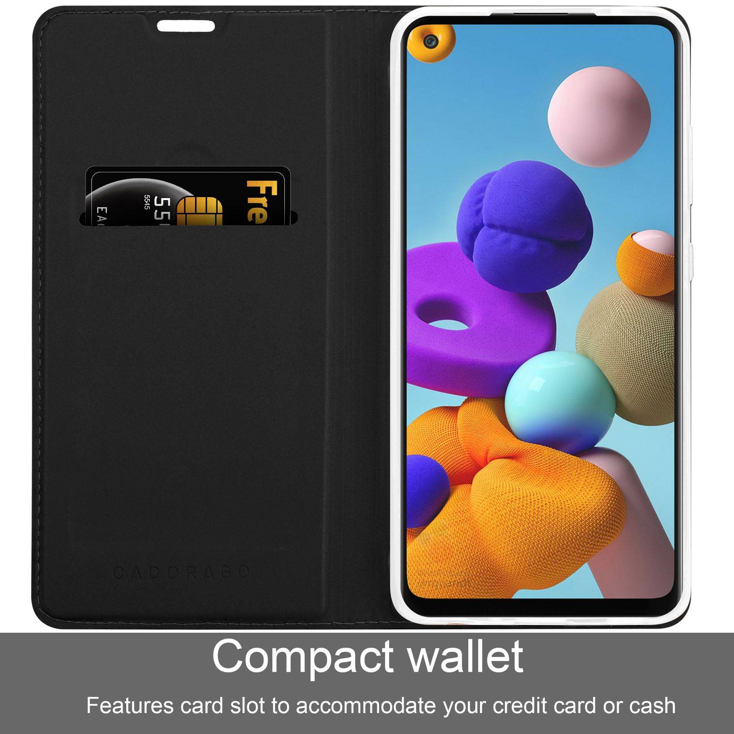 Cadorabo Handyhülle für Samsung Galaxy A21s Schutz Hülle in Schwarz Cover Etui Book Case Booklet-2