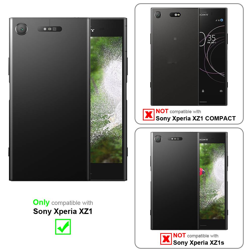 Cadorabo Handytasche mit Gürtelclip kompatibel mit Sony Xperia XZ1 Hülle in Schwarz - Schutzhülle mit Karabinerhaken-1
