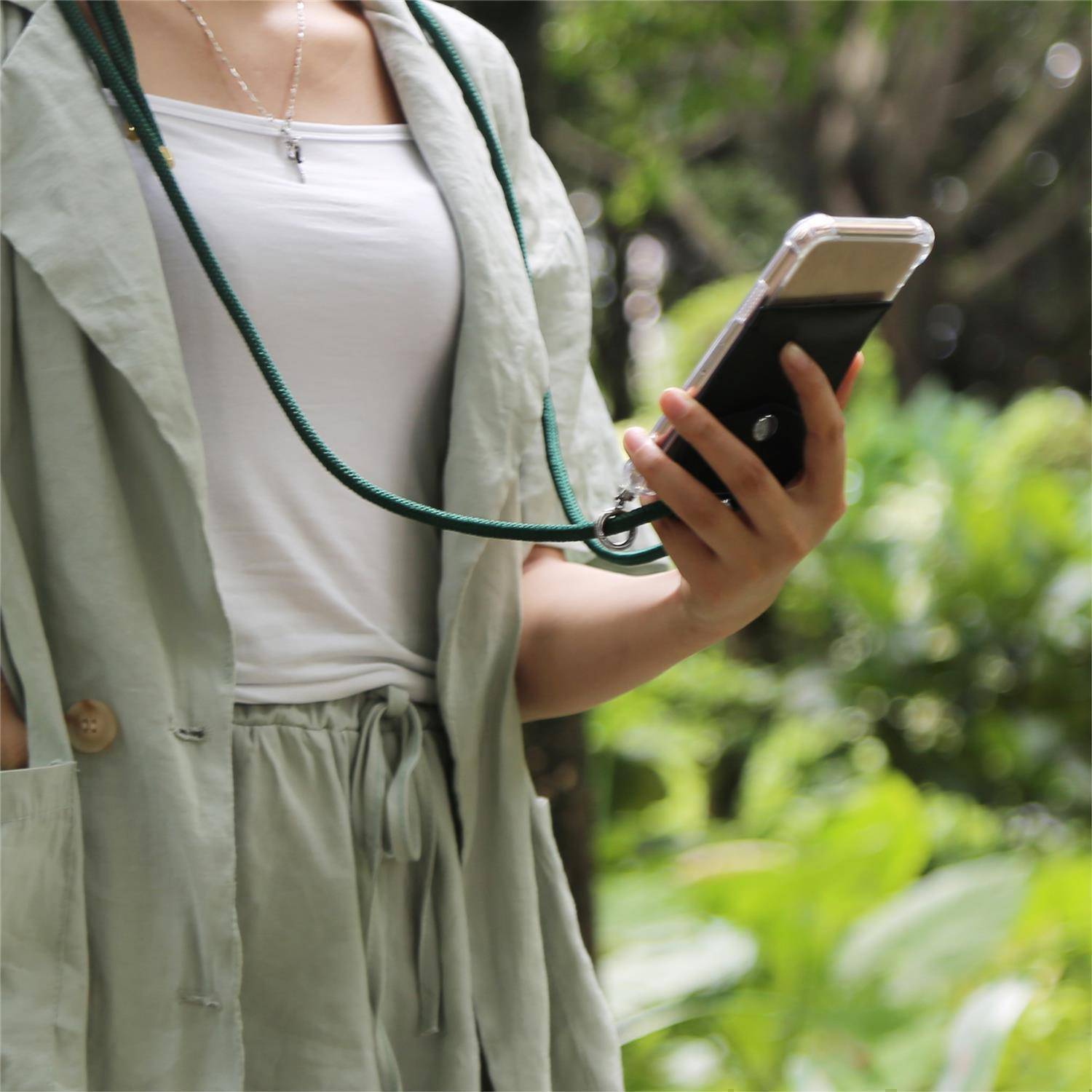 Cadorabo Schutzhülle für Google PIXEL 3 Hülle in Grün Handy Kette Kordel abnehmbares Etui-3
