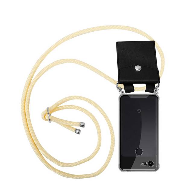 Cadorabo Schutzhülle für Google PIXEL 3 Hülle in Gelb Handy Kette Kordel abnehmbares Etui