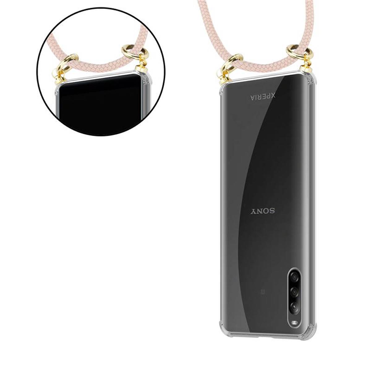 Cadorabo Hülle für Sony Xperia L4 Schutzhülle in Rosa Handy Kette Silikon Kordel abnehmbares Etui-3