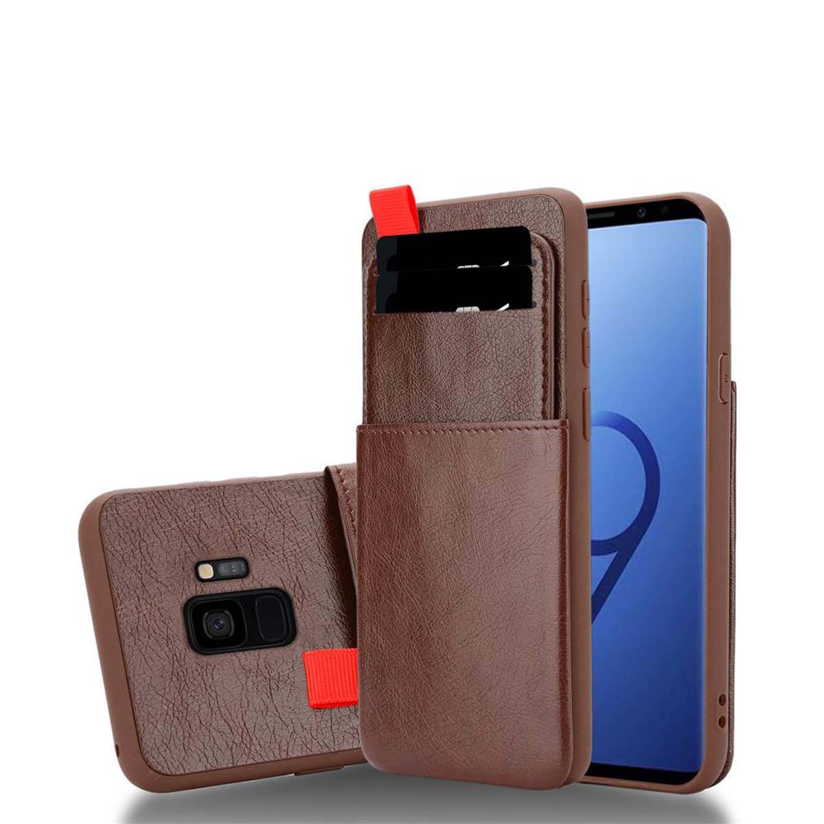 Cadorabo Hülle für Samsung Galaxy S9 Schutz Hülle in Braun Handyhülle TPU Etui herausziehbare Karten-Steckplätzen-0