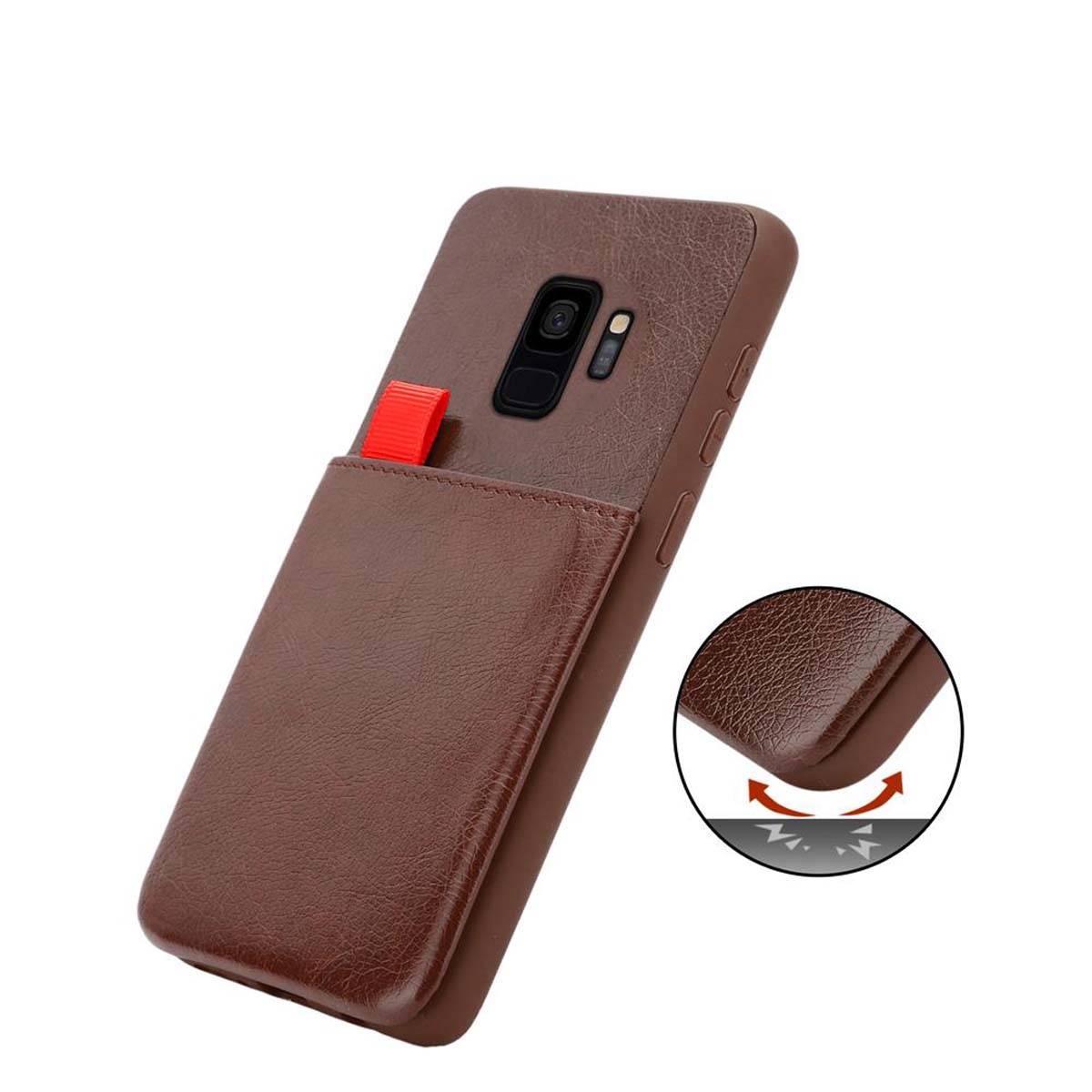 Cadorabo Hülle für Samsung Galaxy S9 Schutz Hülle in Braun Handyhülle TPU Etui herausziehbare Karten-Steckplätzen-3