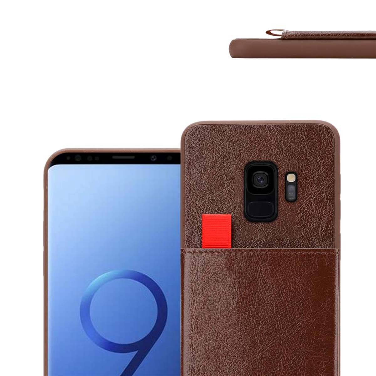 Cadorabo Hülle für Samsung Galaxy S9 Schutz Hülle in Braun Handyhülle TPU Etui herausziehbare Karten-Steckplätzen-4