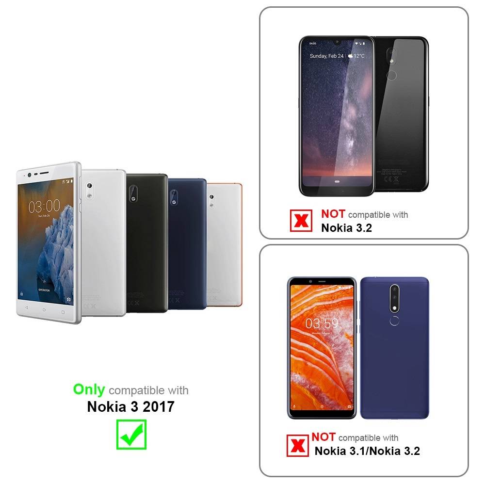 Cadorabo Handytasche mit Gürtelclip kompatibel mit Nokia 3 2017 Hülle in Schwarz - Schutzhülle mit Karabinerhaken Case-1