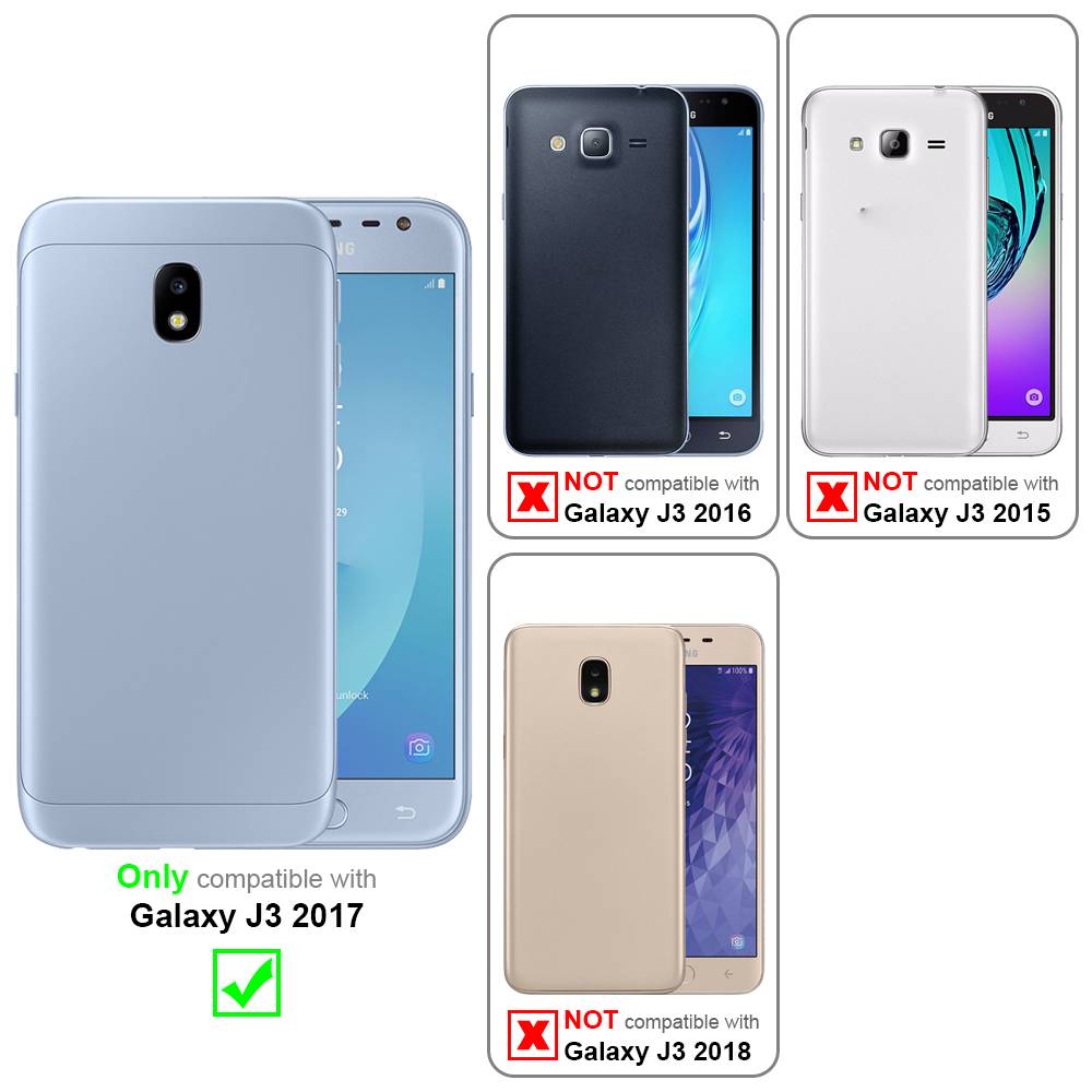 Cadorabo Handytasche mit Gürtelclip kompatibel mit Samsung Galaxy J3 2017 Hülle in Schwarz - Schutzhülle mit-1