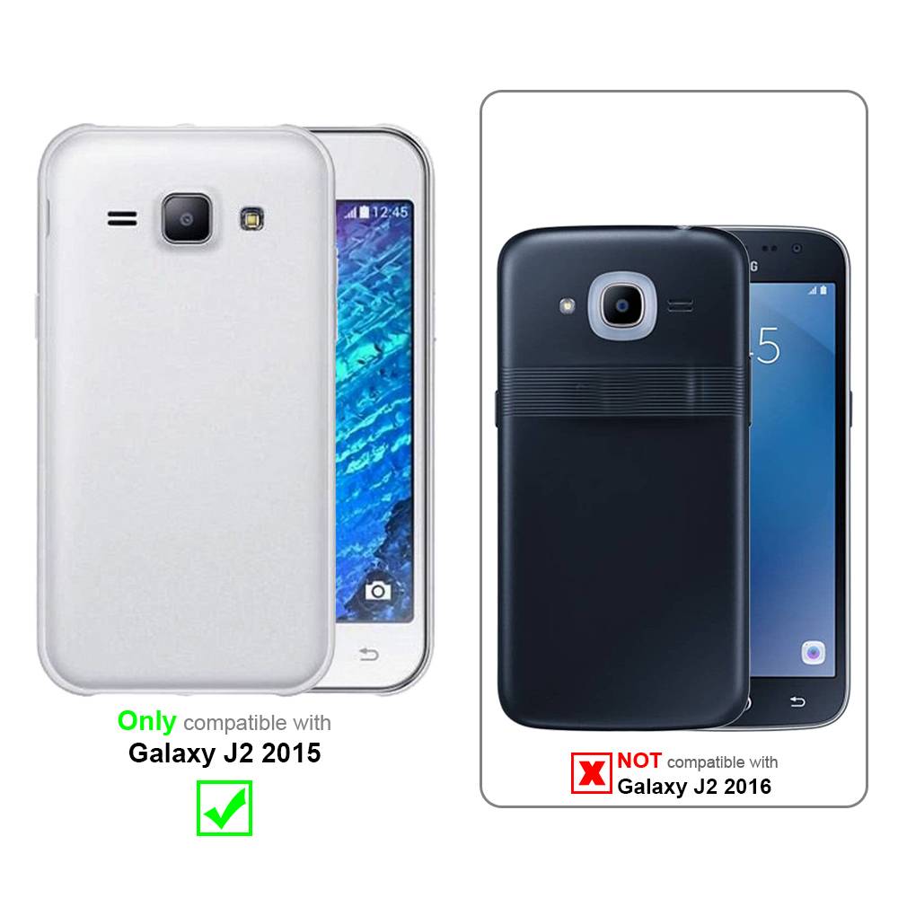 Cadorabo Handytasche mit Gürtelclip kompatibel mit Samsung Galaxy J2 2015 Hülle in Schwarz - Schutzhülle mit-1