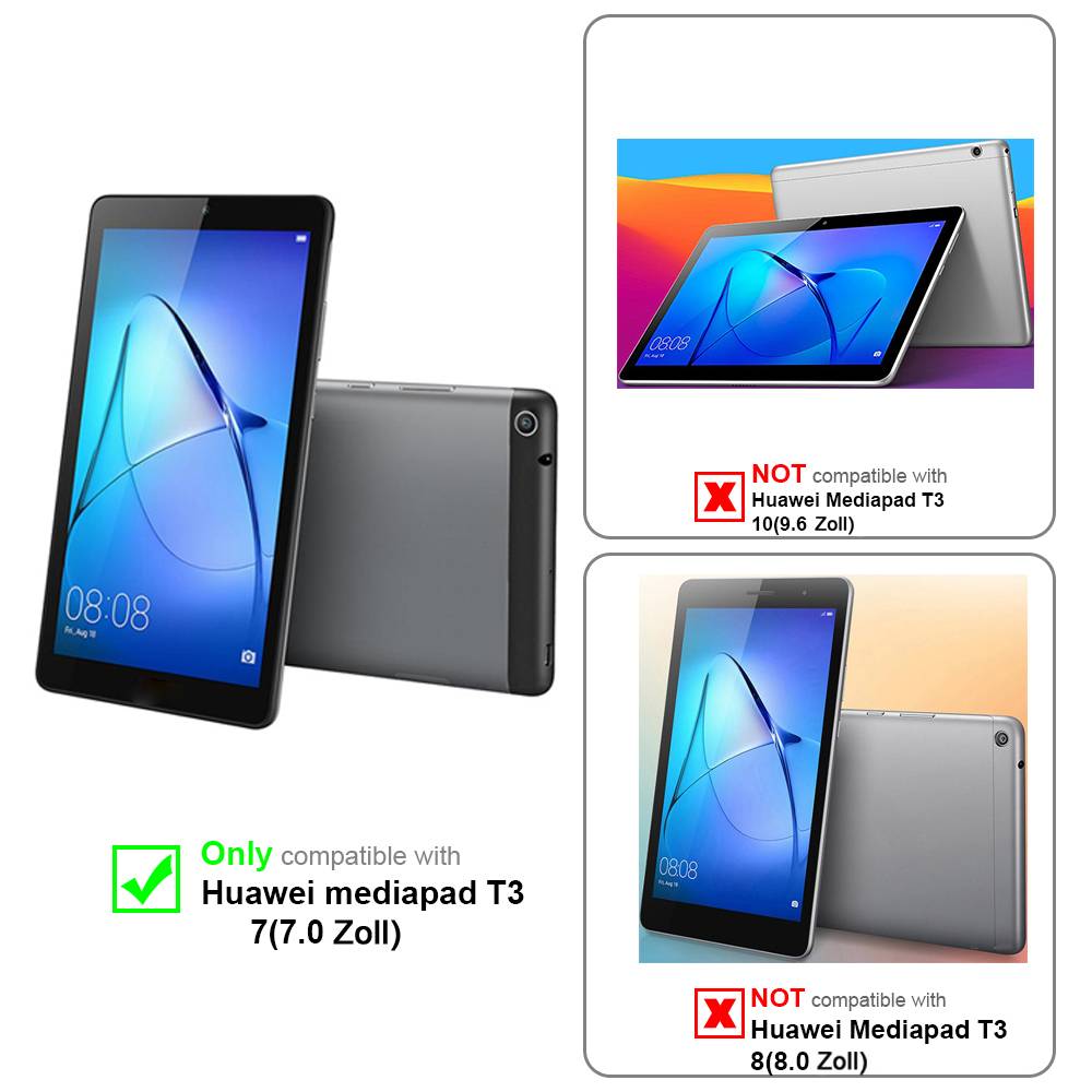 Cadorabo 3x Panzer Folie für Huawei MediaPad T3 7 (7.0" Zoll) in Transparent Tablet Schutzfolie Tempered-1