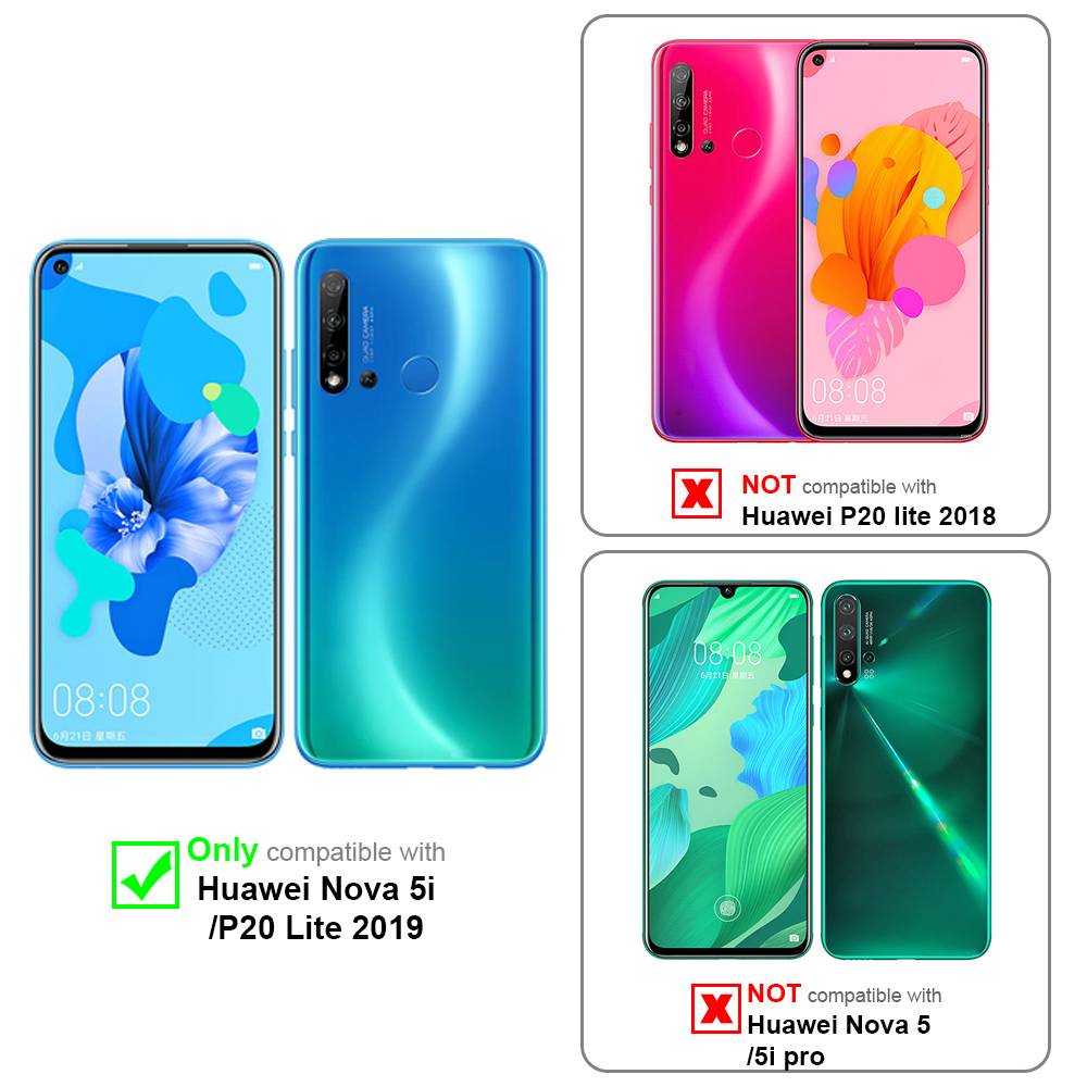 Cadorabo Handykette für Huawei NOVA 5i / P20 LITE 2019 in Schwarz - Handy Schutz Hülle Necklace mit Verstellbaren Band-1