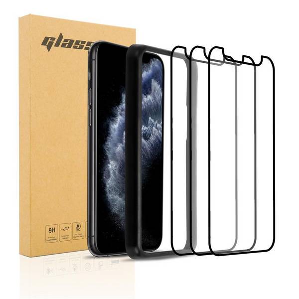 Cadorabo 3x Panzerfolie für Apple iPhone 11 Schutzfolie in Schwarz Folie Tempered Display Schutzglas