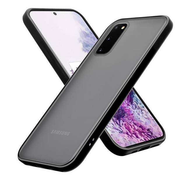 Cadorabo Hülle für Samsung Galaxy S20 Schutz Hülle in Schwarz Handyhülle Hybrid Schutzhülle Etui TPU Silikon