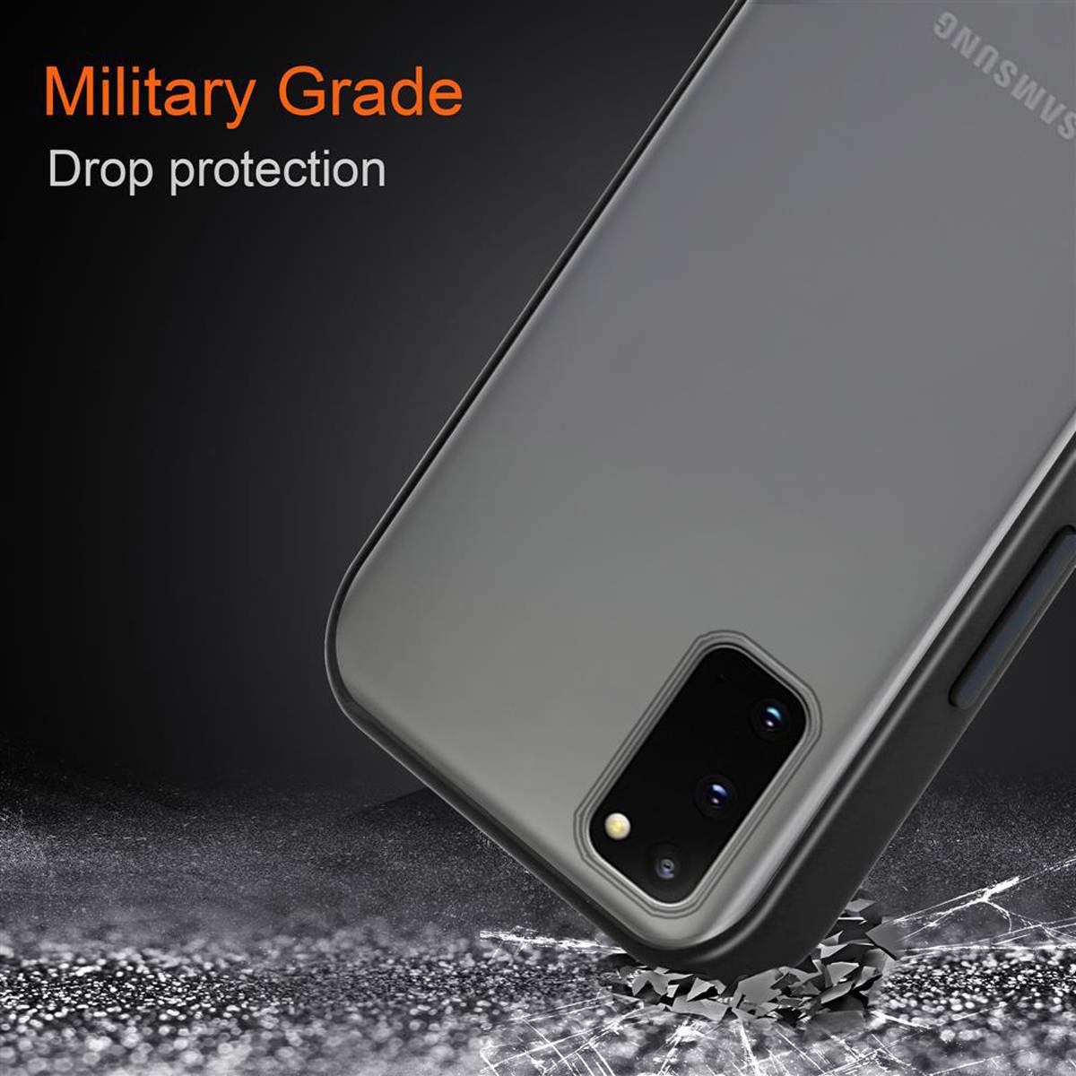 Cadorabo Hülle für Samsung Galaxy S20 Schutz Hülle in Schwarz Handyhülle Hybrid Schutzhülle Etui TPU Silikon-3