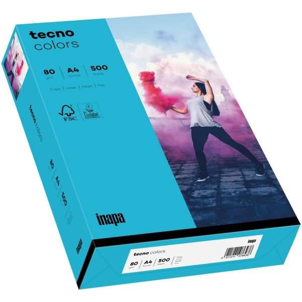 Multifunktionspapier tecno colors A4 80 g/qm VE=500 Blatt blau