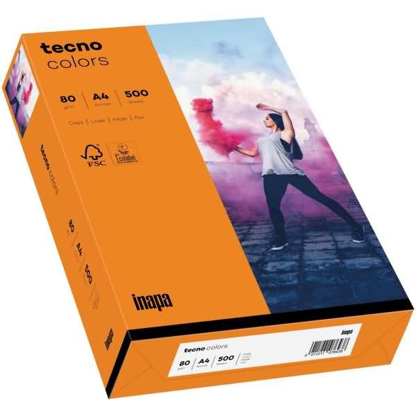 Multifunktionspapier tecno colors A4 80 g/qm VE=500 Blatt orange