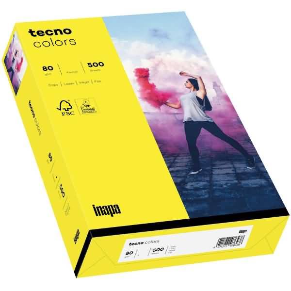Multifunktionspapier tecno colors Intensiv A3 80g/qm VE=500 Blatt gelb-0