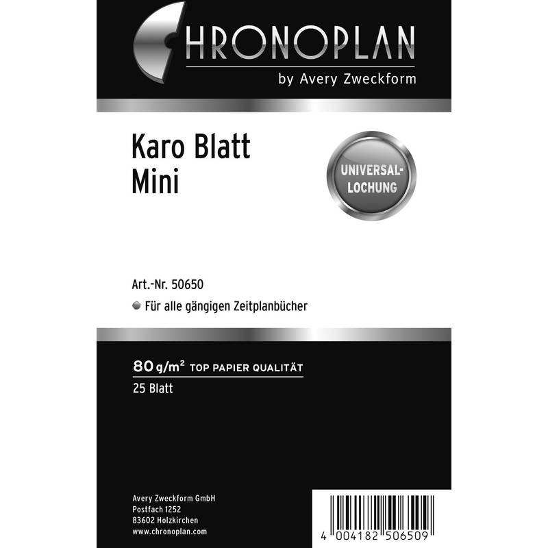 Chronoplan Schreibblock, Karo Blatt, 25 Blatt, weiß