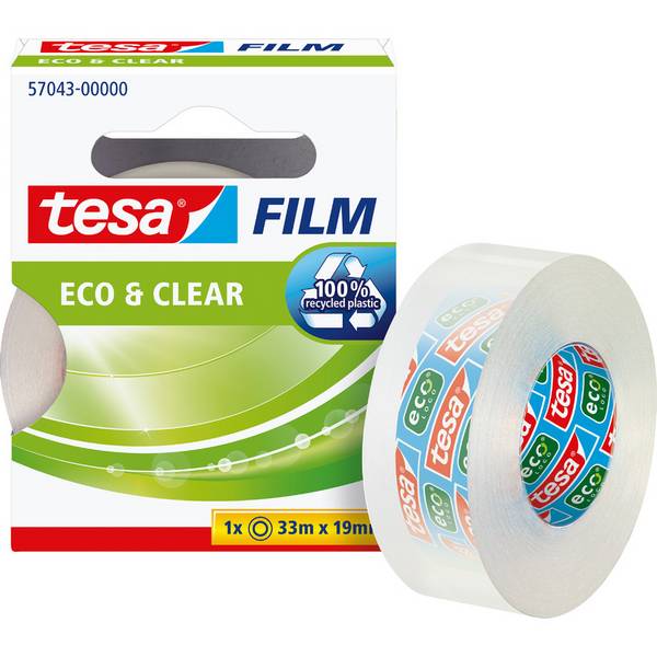 tesa Film CLEAR RECYCLED, transparent, 19 mm x 33 m