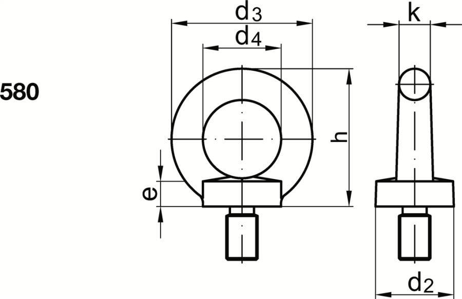 DIN 580 Ringschrauben - P6 005803100160000-P6 Norm DIN 580 Werkstoff Stahl C15E Oberfläche galvanisch verzinkt Form - Au-4