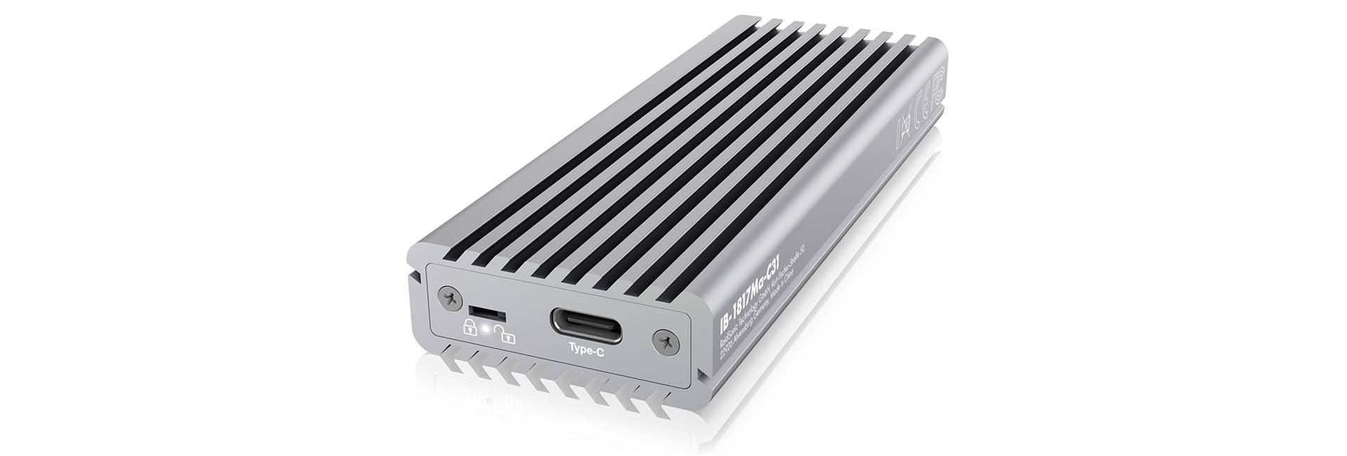 IB-1817Ma-C31, Type-C® USB 3.1 (Gen 2) zu PCIe NVMe M.2 2230/2242/2260/2280 SSD Gehäuse mit Schreibschutz-1