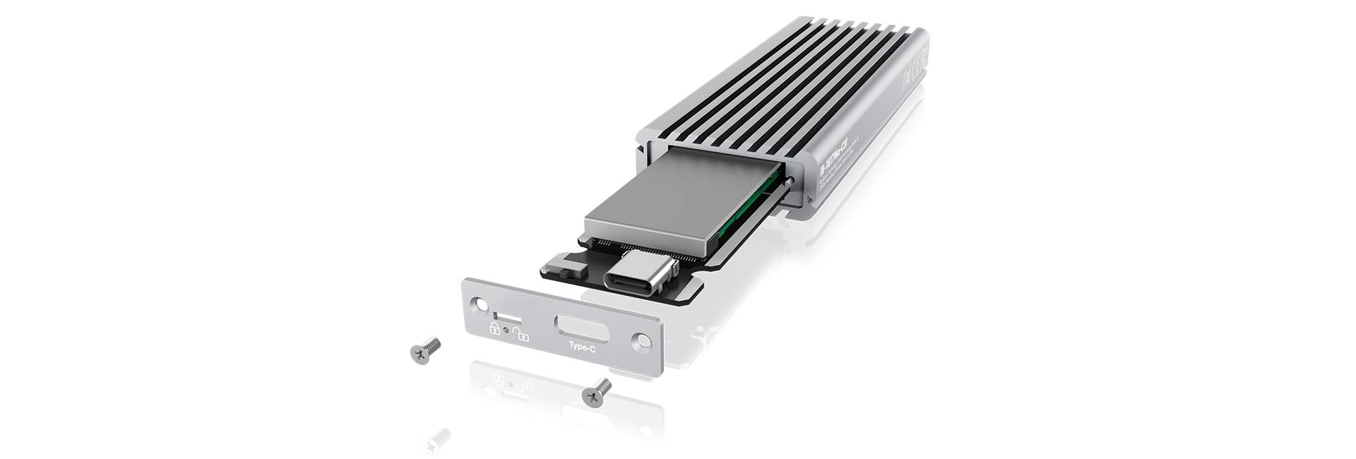 IB-1817Ma-C31, Type-C® USB 3.1 (Gen 2) zu PCIe NVMe M.2 2230/2242/2260/2280 SSD Gehäuse mit Schreibschutz-3