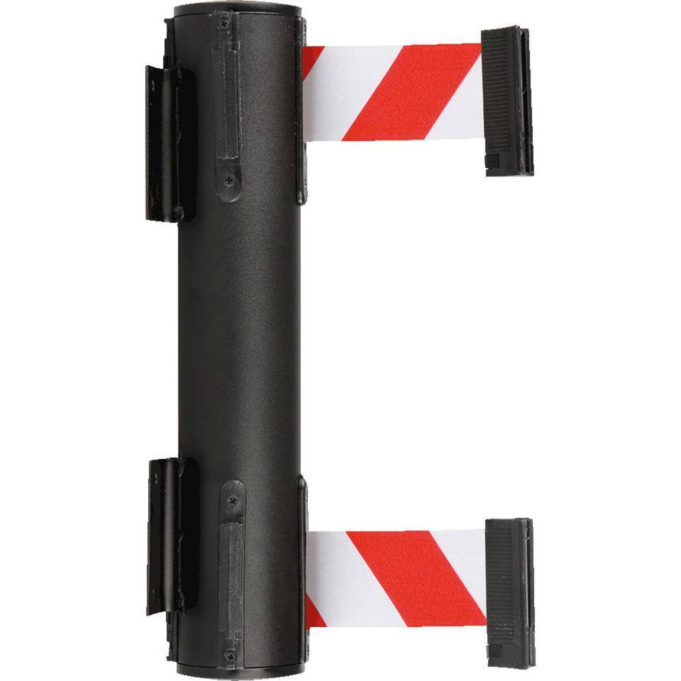 RS-GUIDESYSTEMS Wandkassette Dual, doppelter Auszug, schwarz, Gurt rot/weiß, 4m-0