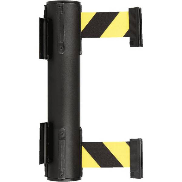 RS-GUIDESYSTEMS Wandkassette Dual, doppelter Auszug, schwarz, Gurt gelb/schwarz, 4m