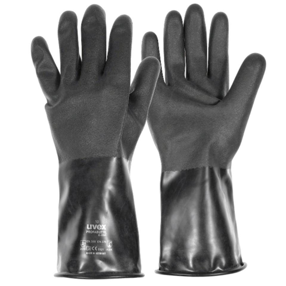 uvex Chemikalien-Schutzhandschuh profabutyl B-05R, Kat.III, schwarz, Butyl, Größe 8-0