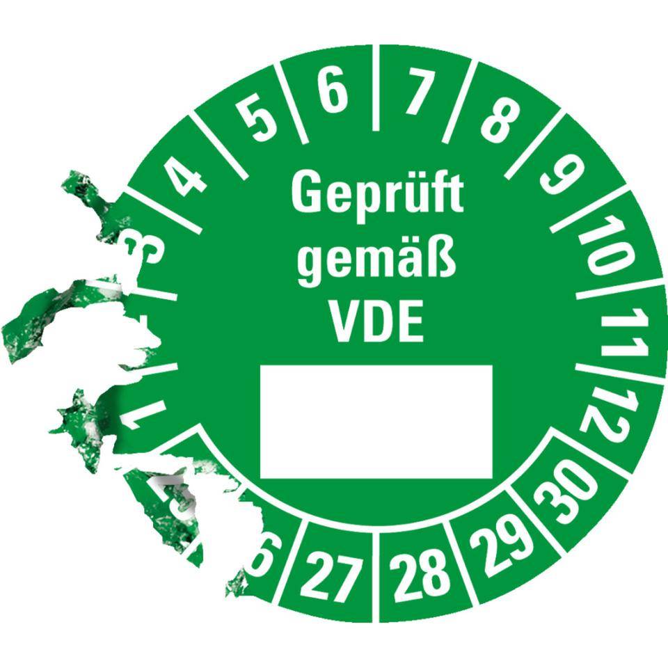 Prüfplakette Geprüft gemäß VDE 25-30, grün, Dokumentenfolie, Ø 25mm, 500/Rolle-2