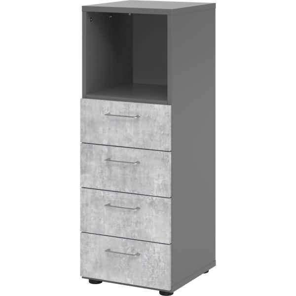 Regal 3OH 40x42x110cm 4 Schübe BS Graphit/Beton