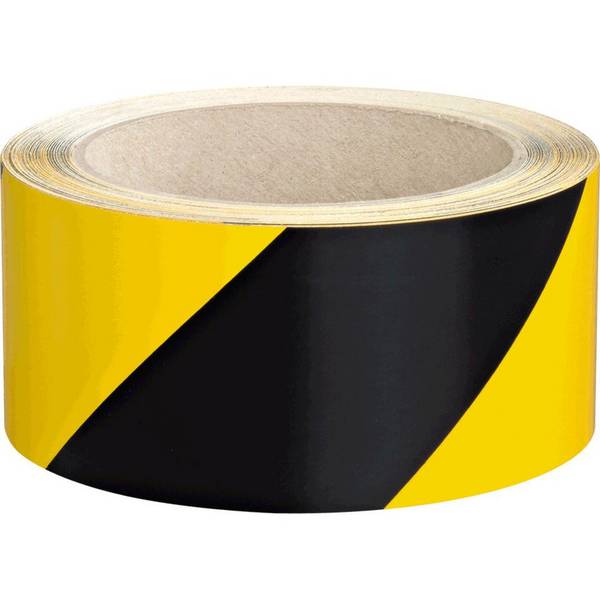 Warnmarkierungsband rechtsweisend, gelb/schwarz, Folie mit Trägerpapier, 38mm, 33m/Rolle