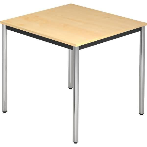 Besprechungstisch Rundfuß 80x80 Ahorn/Chrom