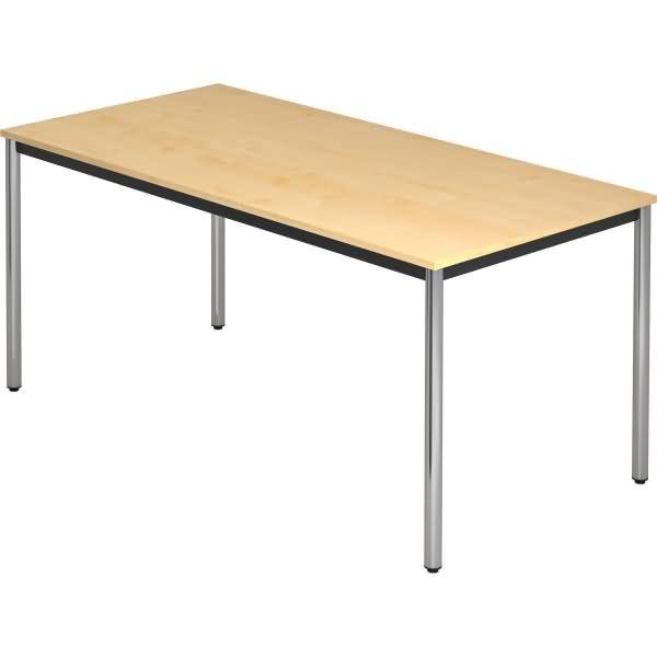 Besprechungstisch Rundfuß 160x80 Ahorn/Chrom