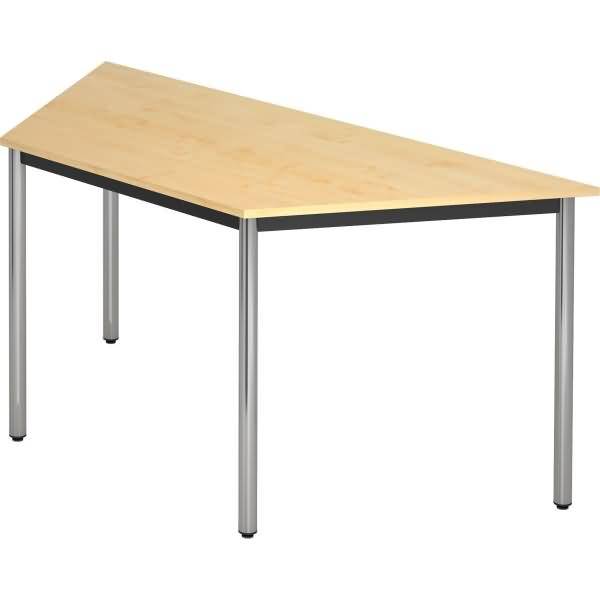 Trapeztisch Rundfuß 160x69cm Ahorn/Chrom-0