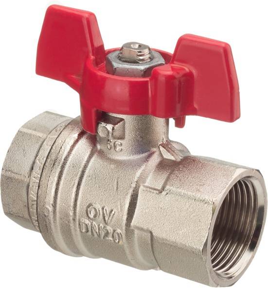 Oventrop Optiba Kugelhahn Flügelgriff DN 15, G 1/2" Innengewinde, PN 16, Messing, 1076104-0