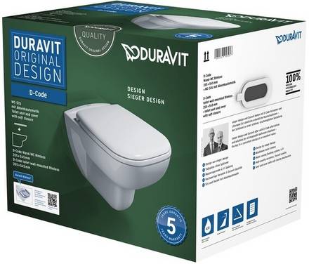 Duravit Wand-WC-Set D-CODE RIMLESS ti 355x540mm we