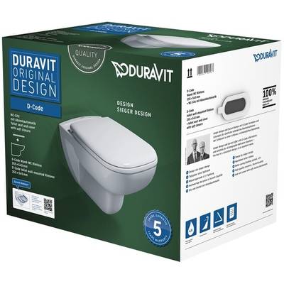 Duravit Wand-WC-Set D-CODE RIMLESS ti 355x540mm we-0