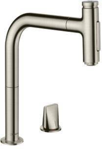 HG 2-L Einhebel-Spültischmischer METRIS Ausziehbrause Edelstahl Finish
