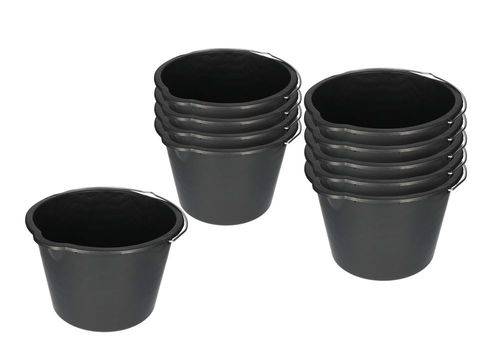Kunststoff-Eimer aus recyceltem Polyethylen, 20 Liter, schwarz, VE = 10 Stück-0